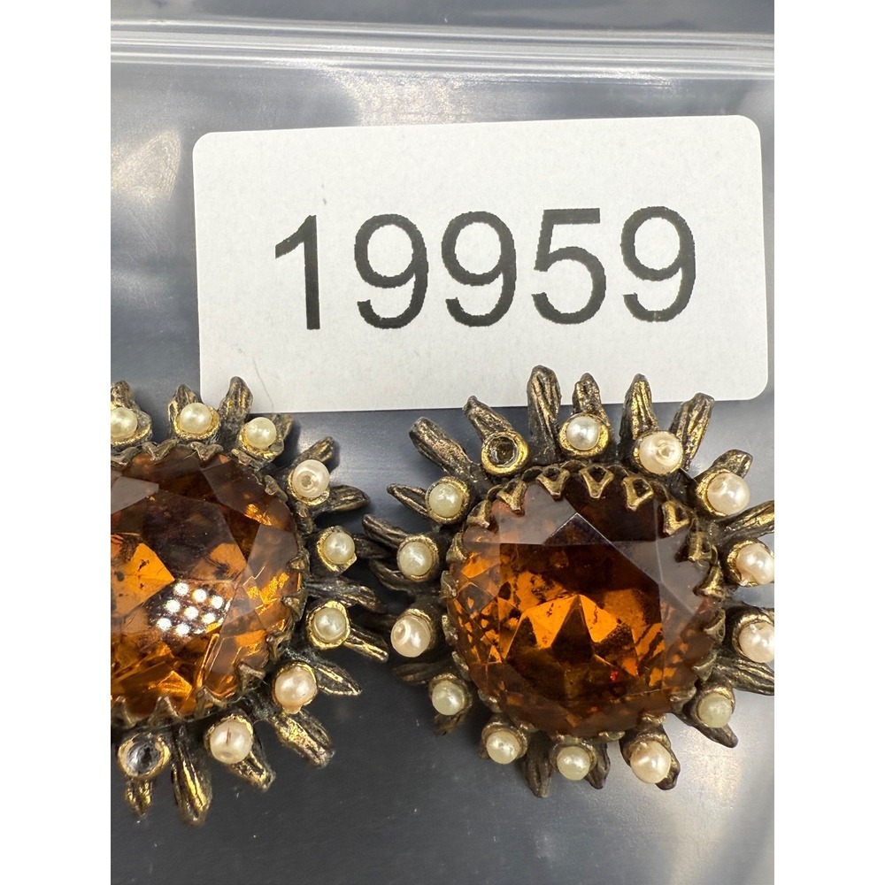Vintage‎ Rhinestone Clip On Earrings READ - Picture 6 of 6